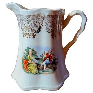 Vtg Pitcher Creamer Crooksville, China Co, Colonial Pattern Porcelain Gold Trim